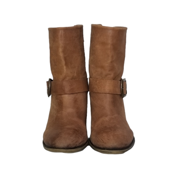 LUCKY BRAND Tommie Womens Cognac Leather Western Heeled Ankle Booties Size 8.5 - Picture 9 of 11